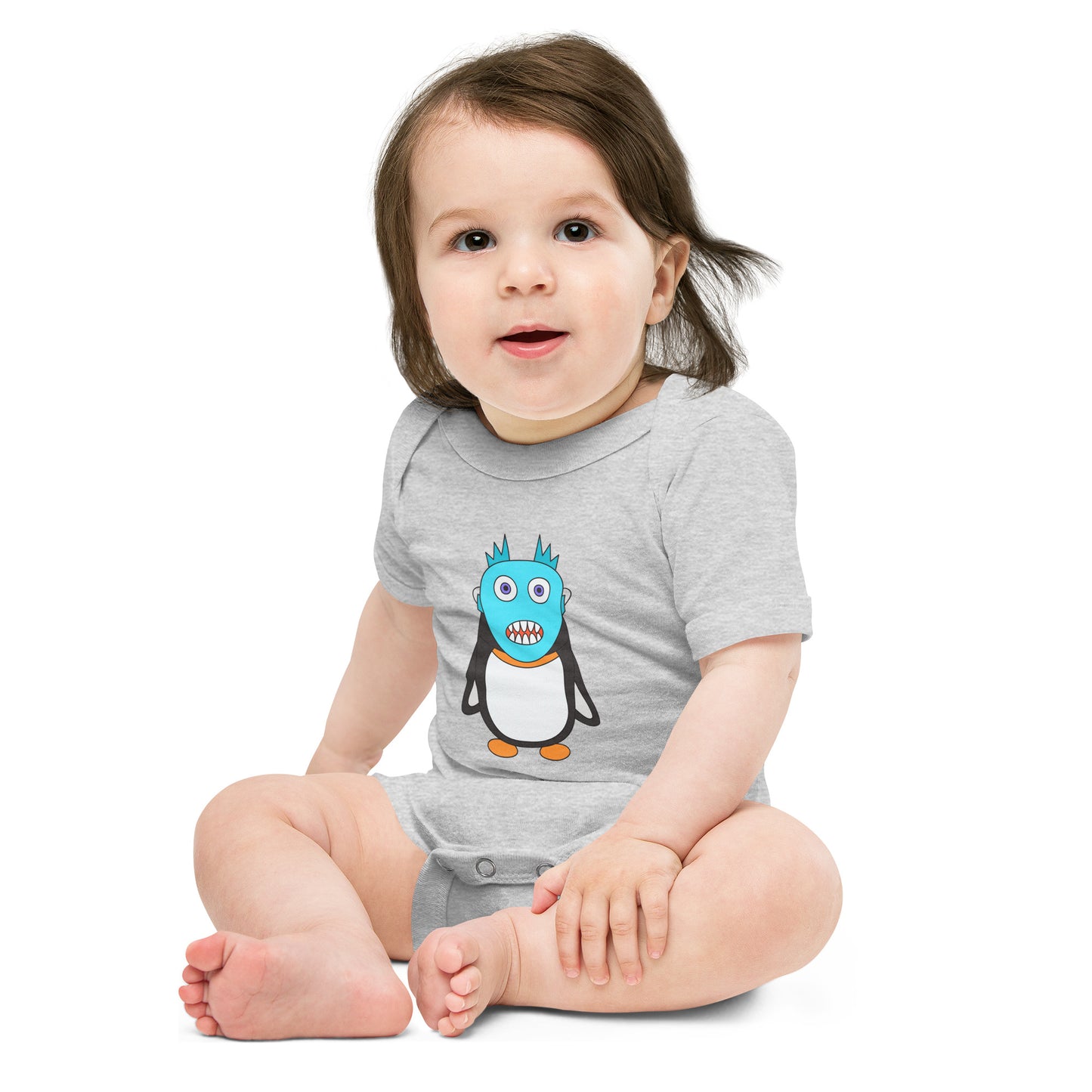 Blue Oogie Penguin Monster Mash baby short sleeve one piece