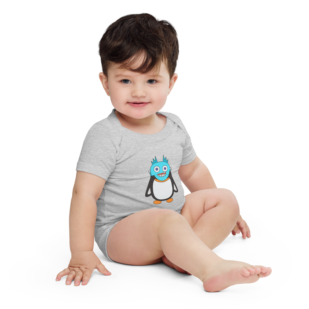 Blue Oogie Penguin Monster Mash baby short sleeve one piece